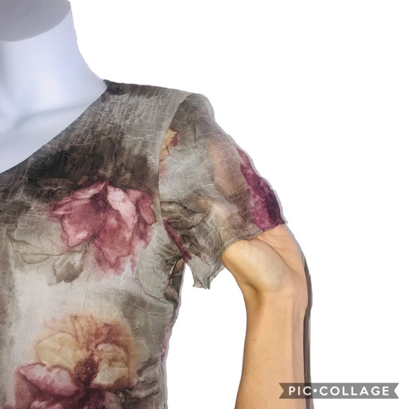 EUC S.L Fashions TIERED MAXI Green Floral Dress 6P - Picture 6 of 8